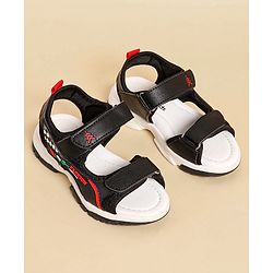 Pine Kids Sandals with Velcro Closure & Text Print - Black
