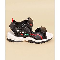 Pine Kids Sandals with Velcro Closure & Text Print - Black