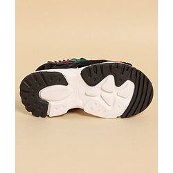 Pine Kids Sandals with Velcro Closure & Text Print - Black