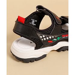 Pine Kids Sandals with Velcro Closure & Text Print - Black