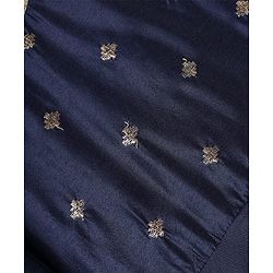 Pine Kids Woven Three Fourth Sleeves Kurta Chudidar Set with Embroidery & Lace Detailing - Navy Blue