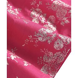 Pine Kids Woven Three Fourth Sleeves Kurti Salwar Set with Dupatta & Floral Foil Print - Dark Pink