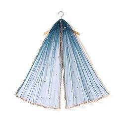 Pine Kids Woven Half Sleeves Floral Printed Choli Lehenga Set with Dupatta & Sequin Detailing - Teal Blue