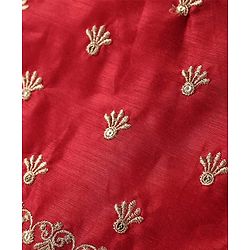 Pine Kids Half Sleeves Floral Embroidered Choli with Foil Printed Lehenga  & Dupatta   Set - Red