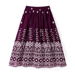Pine Kids Woven Half Sleeves Floral Sequinned Choli Lehenga Set with Dupatta - Wine