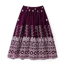 Pine Kids Woven Half Sleeves Floral Sequinned Choli Lehenga Set with Dupatta - Wine