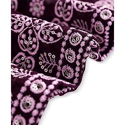 Pine Kids Woven Half Sleeves Floral Sequinned Choli Lehenga Set with Dupatta - Wine