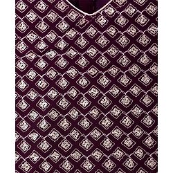 Pine Kids Woven Half Sleeves Floral Sequinned Choli Lehenga Set with Dupatta - Wine