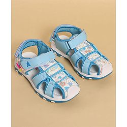 Pine Kids Heart Printed Sandals With Floral Applique & Velcro Closure - Purple