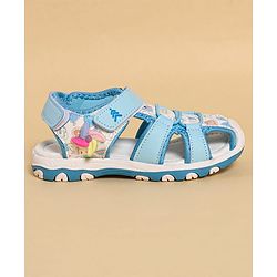 Pine Kids Heart Printed Sandals With Floral Applique & Velcro Closure - Purple