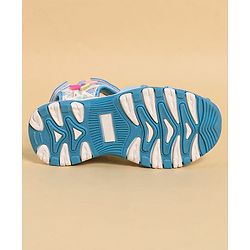 Pine Kids Heart Printed Sandals With Floral Applique & Velcro Closure - Purple