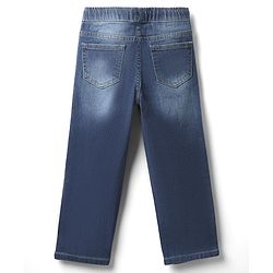 Pine Kids Woven Full Length Washed Denim Jeans With Floral Print - Blue