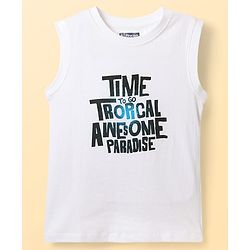 Pine Kids Viscose Woven Half Sleeves Shirt & T-Shirt with Text Print - Navy Blue & White
