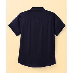 Pine Kids Viscose Woven Half Sleeves Shirt & T-Shirt with Text Print - Navy Blue & White