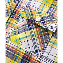 Pine Kids Cotton Woven Half Sleeves Checked Shirt - Yellow