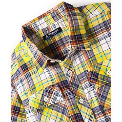 Pine Kids Cotton Woven Half Sleeves Checked Shirt - Yellow