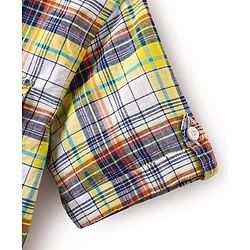 Pine Kids Cotton Woven Half Sleeves Checked Shirt - Yellow