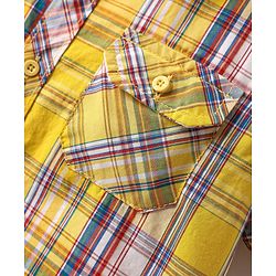 Pine Kids Cotton Woven Half Sleeves Checked Shirt - Yellow