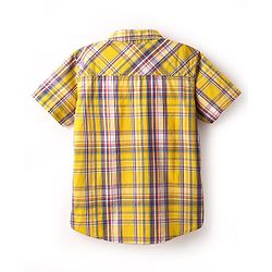 Pine Kids Cotton Woven Half Sleeves Checked Shirt - Yellow