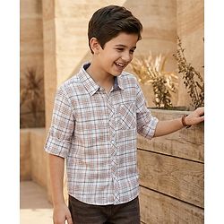 Pine Kids Cotton Woven Full Sleeves Checkered Shirt - Multicolour