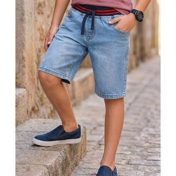 Pine Kids Woven Knee Length Washed Shorts - Light Blue