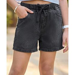 Pine Kids Woven Knee Length Solid Color Shorts - Black