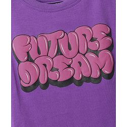 Pine Kids Cotton Knit Half Sleeves T-Shirt with Future Dream Text Print - Purple