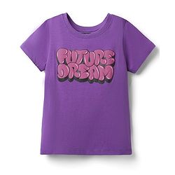 Pine Kids Cotton Knit Half Sleeves T-Shirt with Future Dream Text Print - Purple