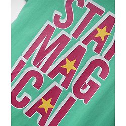 Pine Kids Cotton Knit Half Sleeves T-Shirt with Text Print - Mint