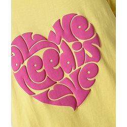 Pine Kids Cotton Knit Half Sleeves T-Shirt with Heart Print - Yellow
