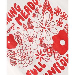 Pine Kids Cotton Knit Half Sleeves T-Shirt with Text & Floral Print - White