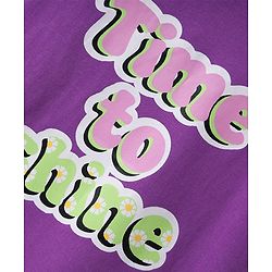 Pine Kids Cotton Knit Half Sleeves T-Shirt with Text Print - Purple