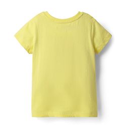 Pine Kids Cotton Knit Half Sleeves T-Shirt with Floral Print - Lemon