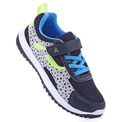 Pine Kids Velcro Closure Printed Sports Shoes - Black & Grey