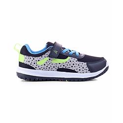 Pine Kids Velcro Closure Printed Sports Shoes - Black & Grey
