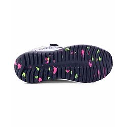 Pine Kids Velcro Closure Printed Sports Shoes - Black & Grey
