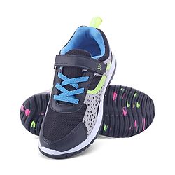 Pine Kids Velcro Closure Printed Sports Shoes - Black & Grey