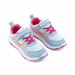 Pine Kids Velcro Closure Printed Sports Shoes - Light Blue