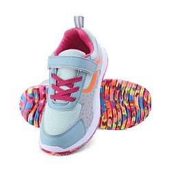 Pine Kids Velcro Closure Printed Sports Shoes - Light Blue