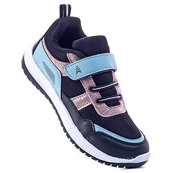 Pine Kids Velcro Closure Sports Shoes with Stripes - Black & Gold