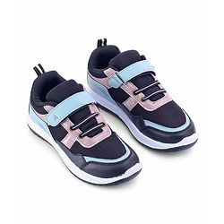 Pine Kids Velcro Closure Sports Shoes with Stripes - Black & Gold
