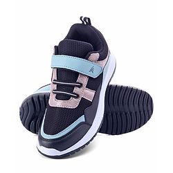 Pine Kids Velcro Closure Sports Shoes with Stripes - Black & Gold