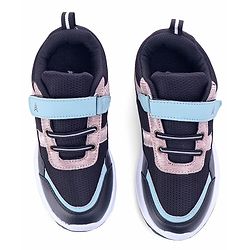 Pine Kids Velcro Closure Sports Shoes with Stripes - Black & Gold