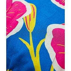 Pine Kids Woven Flutter Sleeves Top With Floral Print & Smock Detailing - Blue