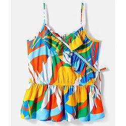 Pine Kids Woven Sleeveless Top with Floral Print - Yellow