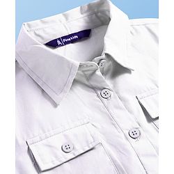 Pine Kids Poplin Woven Half Sleeves Solid Color Top - White