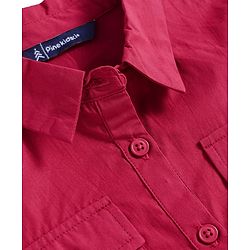 Pine Kids Poplin Woven Half Sleeves Solid Color Shirt Style Top - Dark Pink