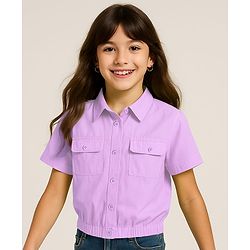 Pine Kids Poplin Woven Half Sleeves Solid Color Top - Lavender