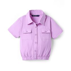 Pine Kids Poplin Woven Half Sleeves Solid Color Top - Lavender