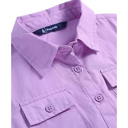 Pine Kids Poplin Woven Half Sleeves Solid Color Top - Lavender